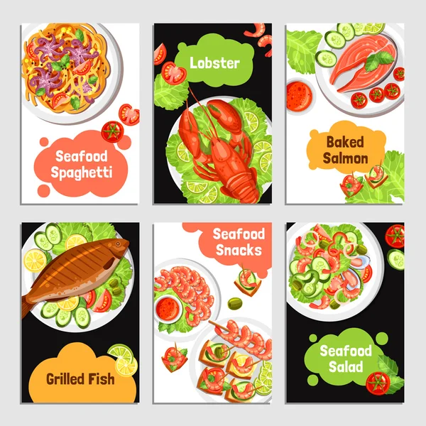Seafood Cards Banners — Stock Vector