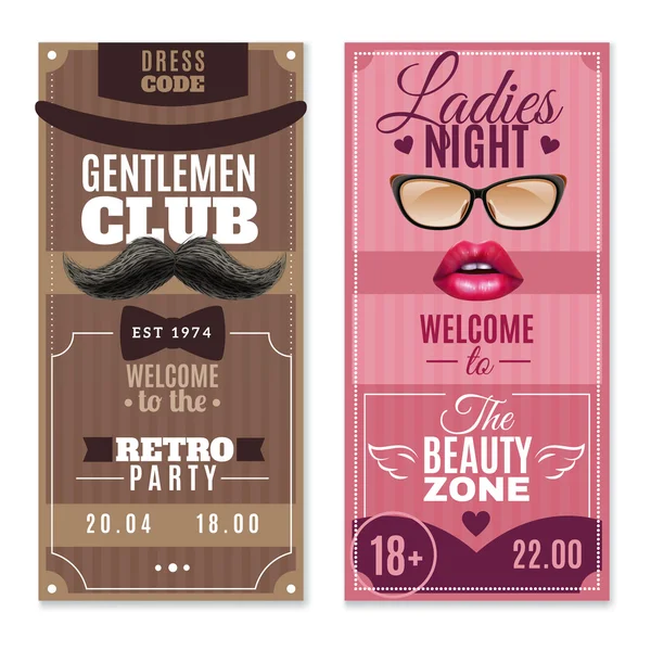 Gentlemen Ladies Special Events Banners Set — Stock Vector