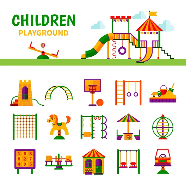 Παιδιά playground εξοπλισμού — Διανυσματικό Αρχείο