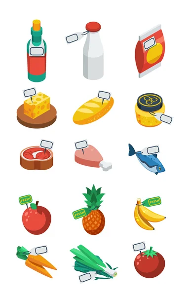 Supermarket Isometric Flat Icons — 图库矢量图片