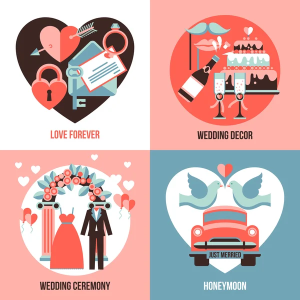 Wedding 2x2 Images Set — Stock Vector