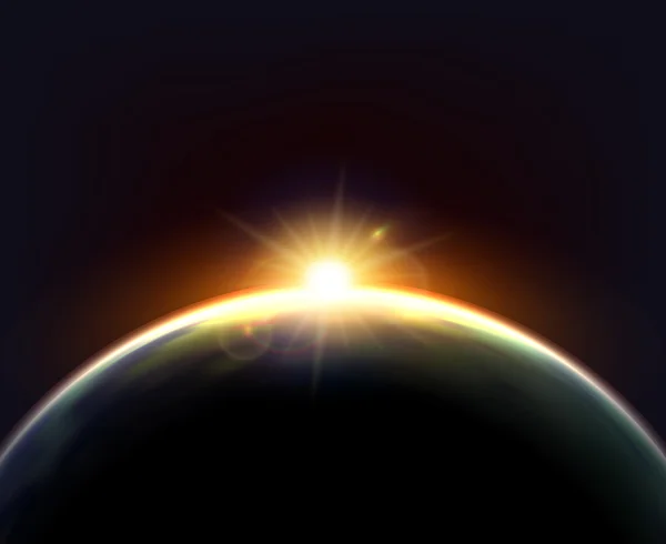 Globe Earth Sunlight Dark Background Poster — 스톡 벡터