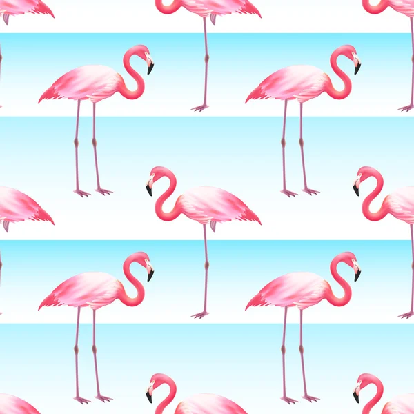 Pink Flamingo Seamless Horizontal Stripes Pattern — Wektor stockowy