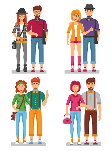 Hipster Couples Concept — Stock Vector