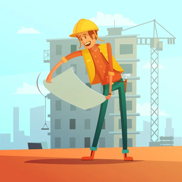 Builder rajzfilm illusztráció — Stock Vector