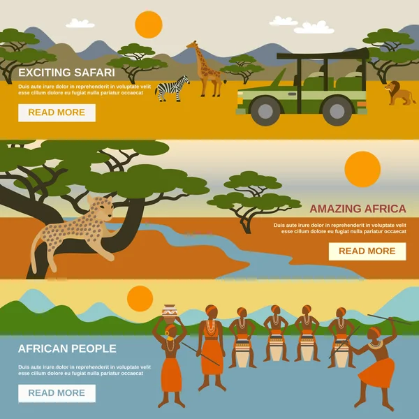 Sada bannerů Afrika — Stockový vektor