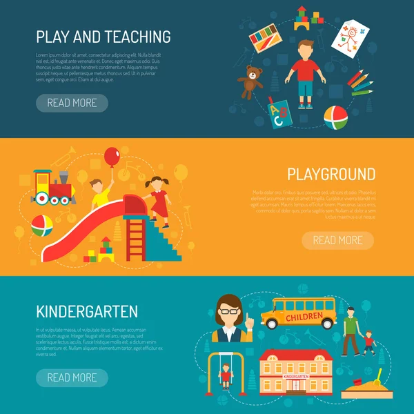 Kleuterschool Horizonta banners — Stockvector