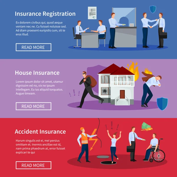 Conjunto de pancartas de seguros personales y de casa — Vector de stock