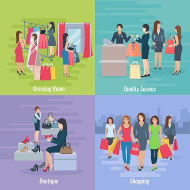 Woman Shopping Flat Concept