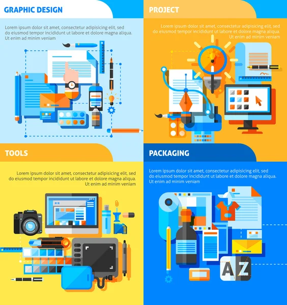 Conjunto de iconos de concepto de diseño gráfico — Archivo Imágenes Vectoriales