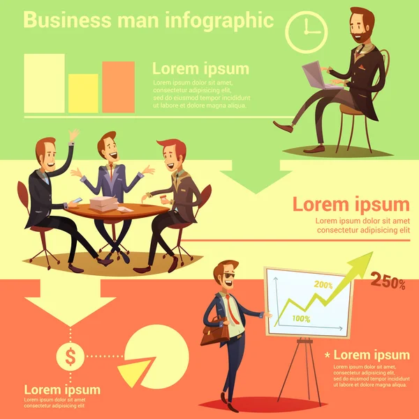 Set infografico uomo d'affari — Vettoriale Stock