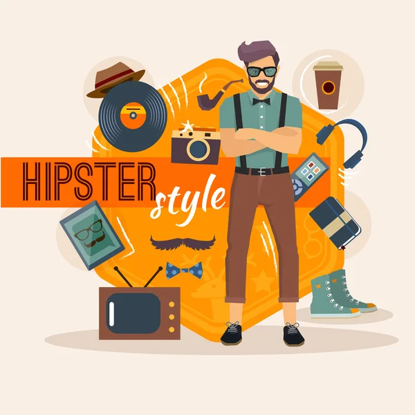 Pack de Caractère Hipster Homme — Image vectorielle