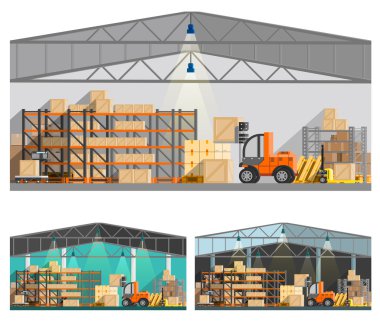 Warehouse And Storage Compositions Set clipart