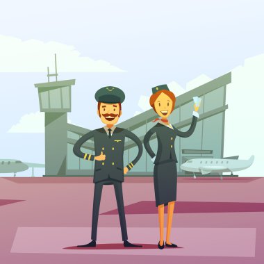 Pilot Ve Hostes İllüstrasyon