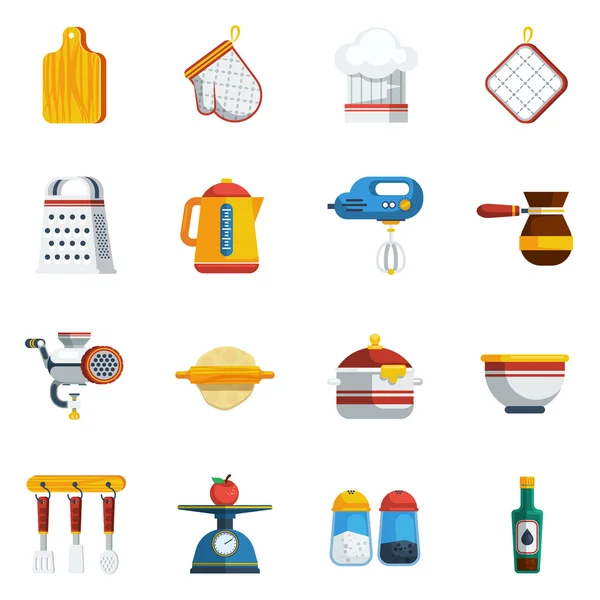 Utensilios de cocina iconos conjunto — Vector de stock