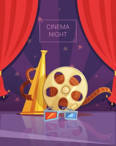 Cinema nacht illustratie — Stockvector