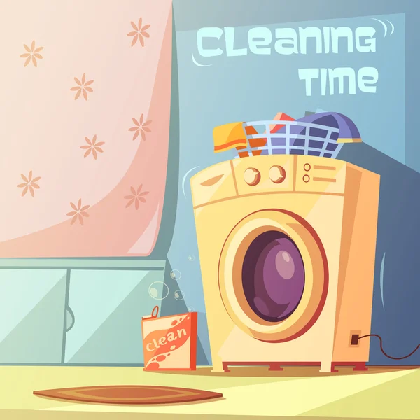 Cleaning Time Illustration — Stock Vector