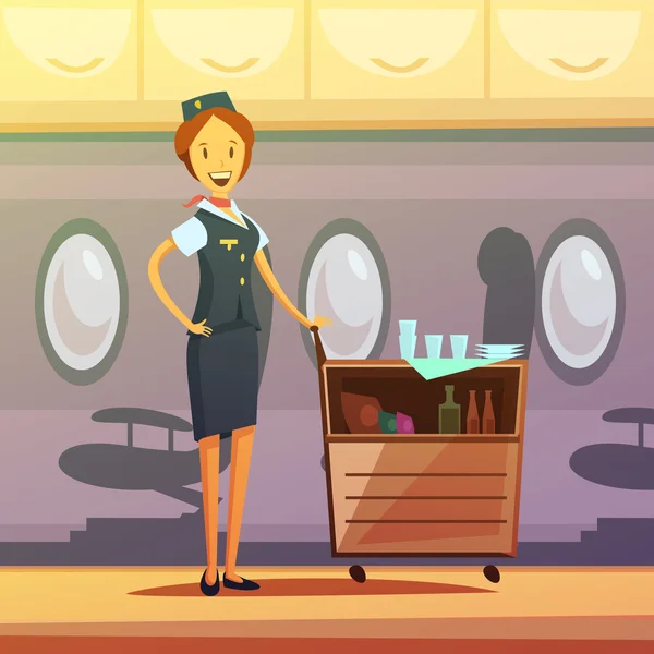 Stewardess cartoon illustratie — Stockvector