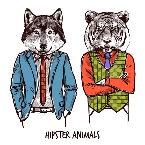 Set di animali hipster — Vettoriale Stock