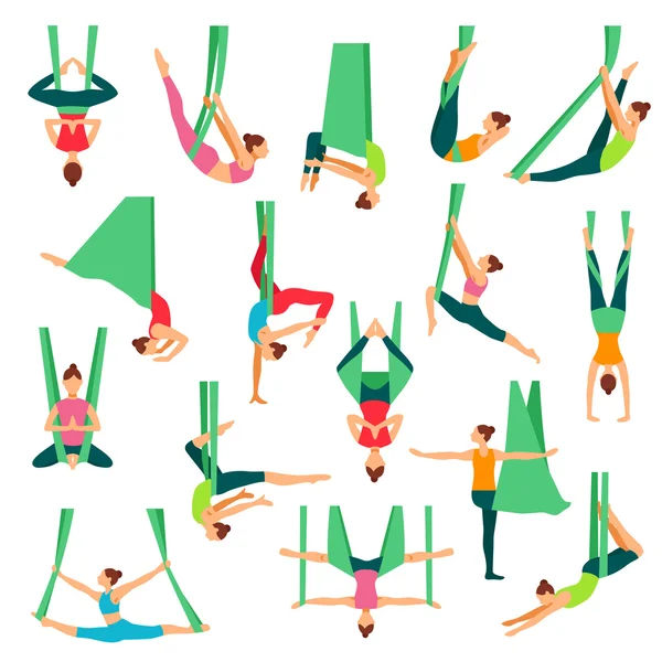 Conjunto de ícones decorativos Aero Yoga — Vetor de Stock