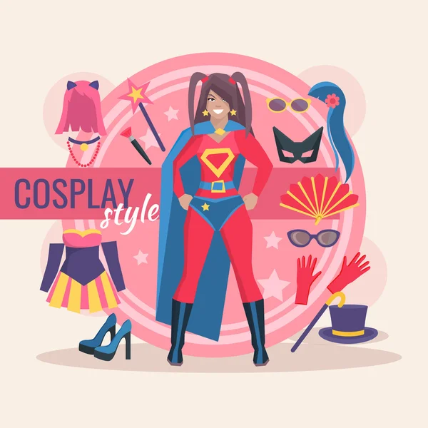 Pack de caractères Cosplay pour fille — Image vectorielle