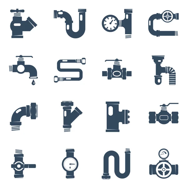 Pijpen zwart wit icons set — Stockvector