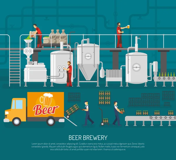 Cervejaria e ilustração de cerveja — Vetor de Stock