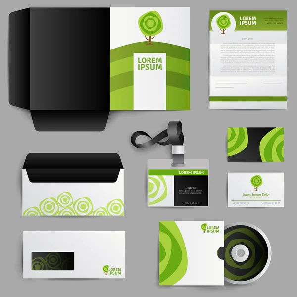 Corporate Identity Ökodesign mit grünem Baum — Stockvektor