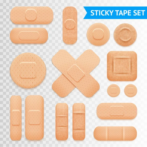 Adhesive Plaster Strips Set Transparent Background — Stock Vector