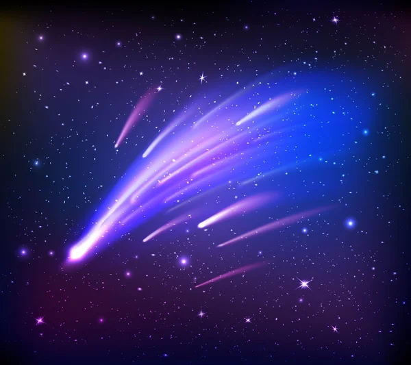 Cena de espaço com fundo de cometas — Vetor de Stock