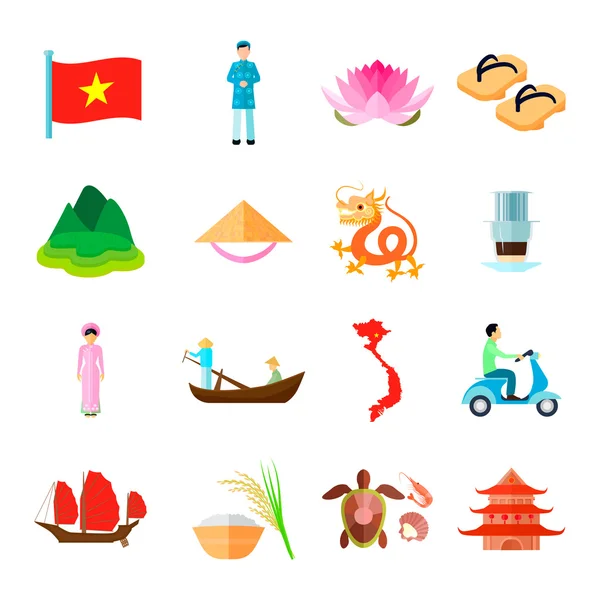 Vietnam Icons Set — Stock Vector