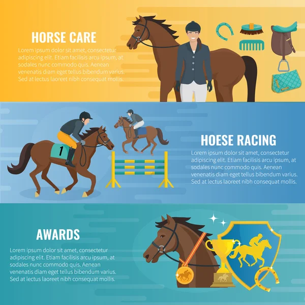 Bannières de sport de cheval — Image vectorielle