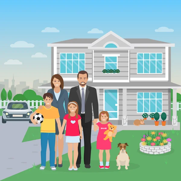 Familiares Flat Illustration — Vetor de Stock