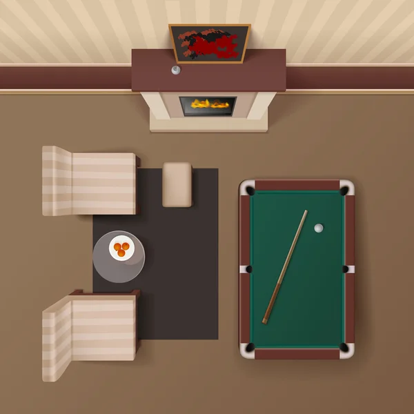 Vue de dessus du salon de billard Image réaliste — Image vectorielle