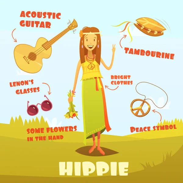 Hippie Carácter Ilustración — Vector de stock