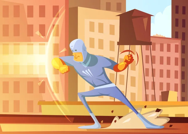 Superheld beschermen van de stad illustratie — Stockvector