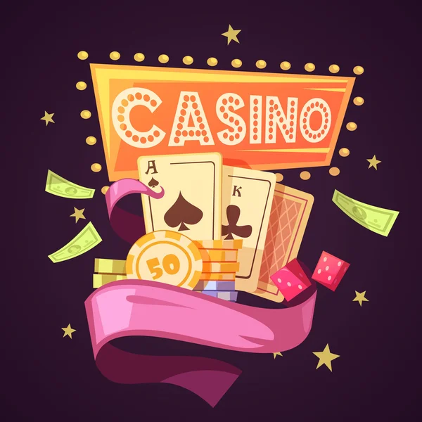 Casino retro tecknad illustration — Stock vektor