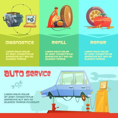Otomatik servis Infographic seti