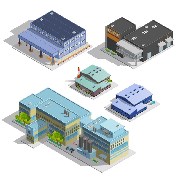 Factory Warehouse Isometric Images Set — Stock Vector