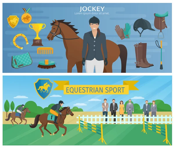 Paardenrennen banners — Stockvector