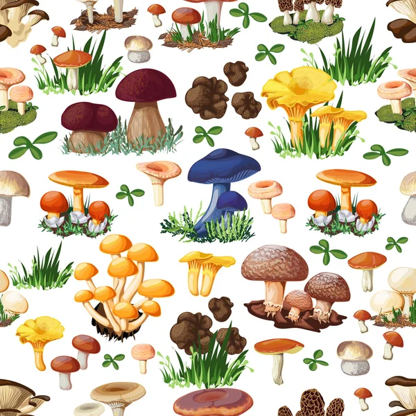 Mushroom Seamless Pattern — Stock Vector