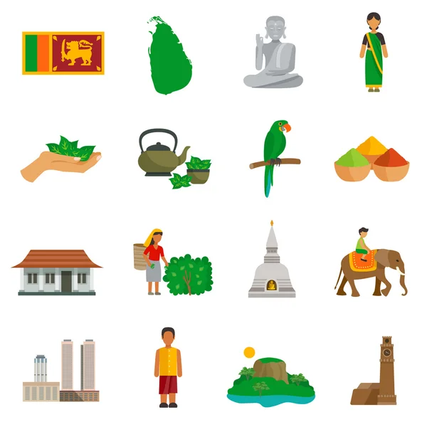 Sri Lanka Iconos — Vector de stock