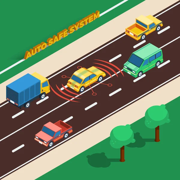 Auto Safe System Illustration — Stock Vector