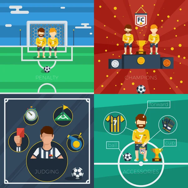 Fútbol Iconos planos Composición — Vector de stock