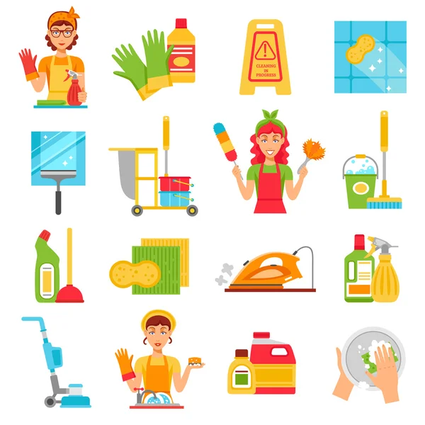 Serviço de limpeza conjunto de ícones — Vetor de Stock