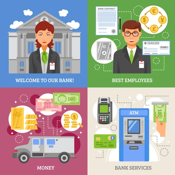 Bank Services 2x2 Design Concept — Stock Vector