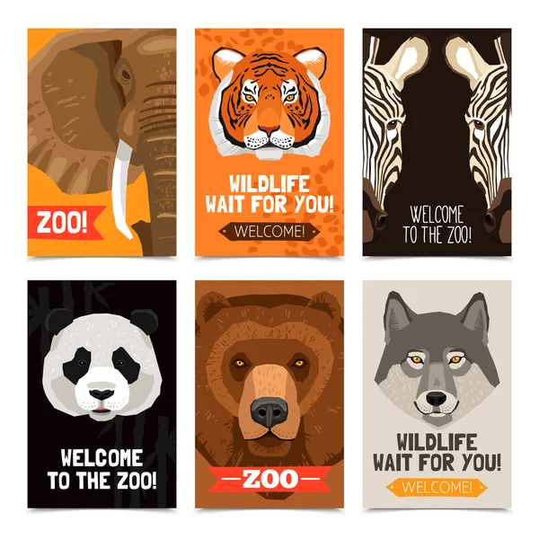 Zwierzęta mini zestaw plakatów — Wektor stockowy