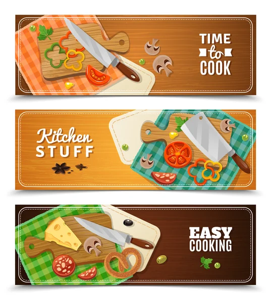 Koken horizontale Banners — Stockvector