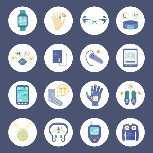 Smart Technology Round Icons Set — Stock Vector