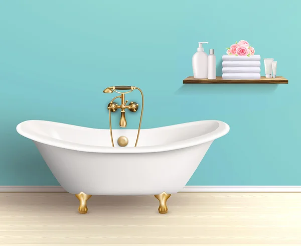Cuarto de baño interior coloreado cartel — Vector de stock